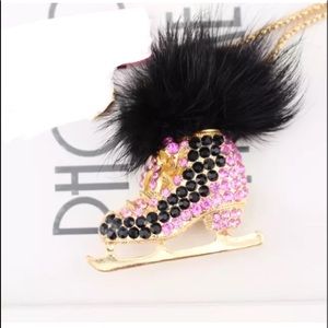 Crystal Ice Skate Fur Necklace